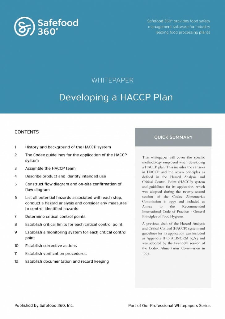 X Developing a HACCP plan