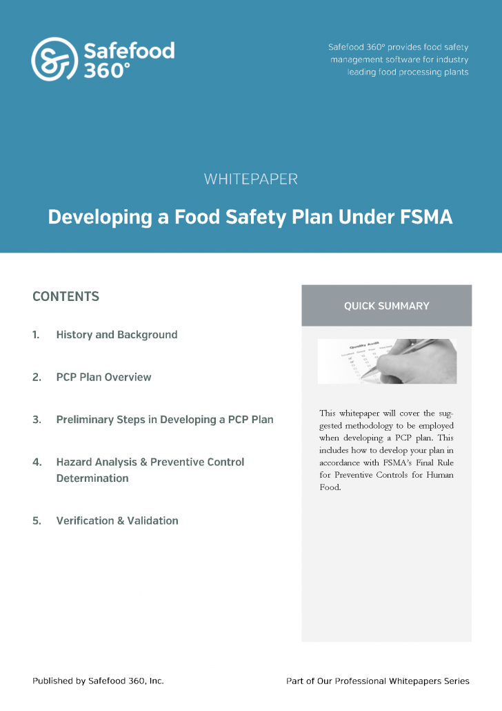 X developing a food safety plan under FSMA whitepaper