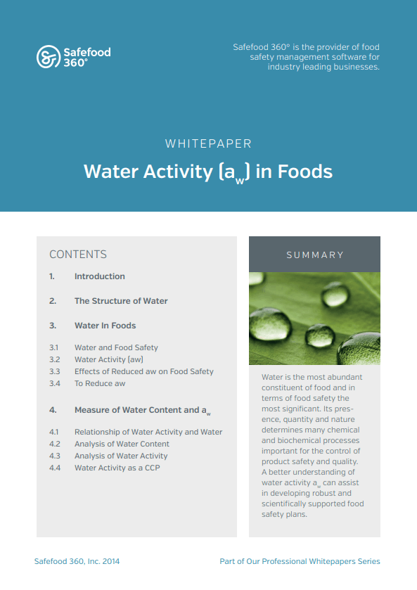 X Water Activity in Foods